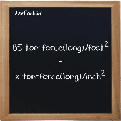 Example ton-force(long)/foot<sup>2</sup> to ton-force(long)/inch<sup>2</sup> conversion (85 LT f/ft<sup>2</sup> to LT f/in<sup>2</sup>)